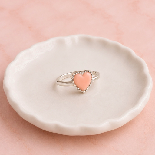 [P-AN-240] Anillo plata ley 925 corazón color rosa