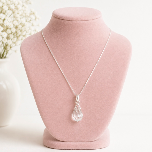 [P-CDD-244] Collar En plata ley 925 cuarzo natural