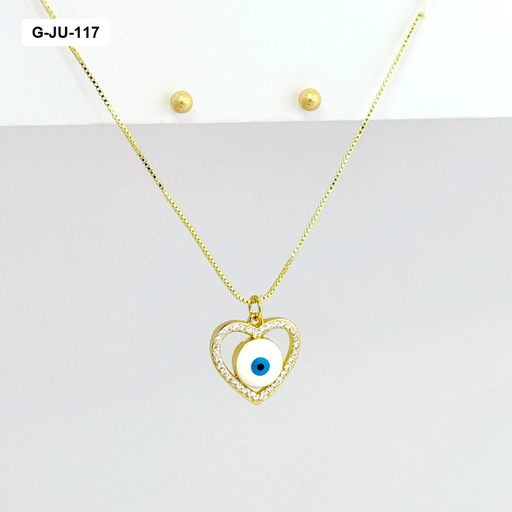[G-JU-117] JUEGO EN RODINADO GOLD CORAZÓN OJITO