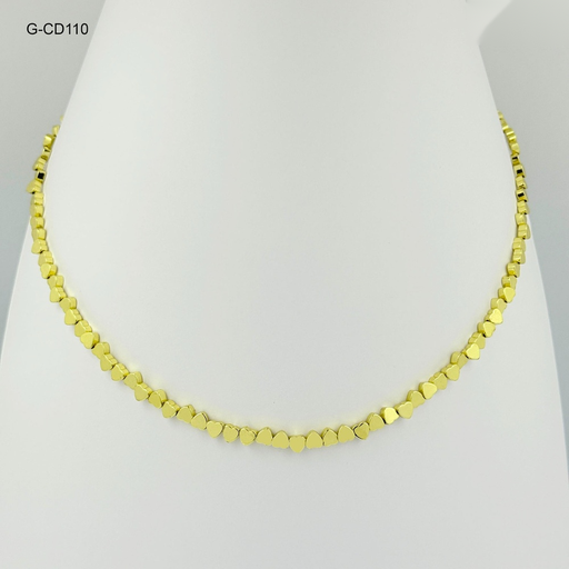[G-CD-110] Collar en rodinado gold corazones