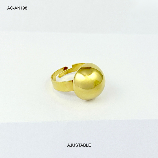[AC-AN-198] Anillo en acero gold bola ajustable