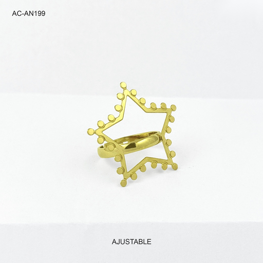 [AC-AN-199] Anillo en acero gold estrella ajustable