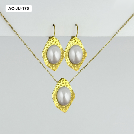 [AC-JU-170] *JUEGO EN ACERO GOLD PERLA VINTAGE