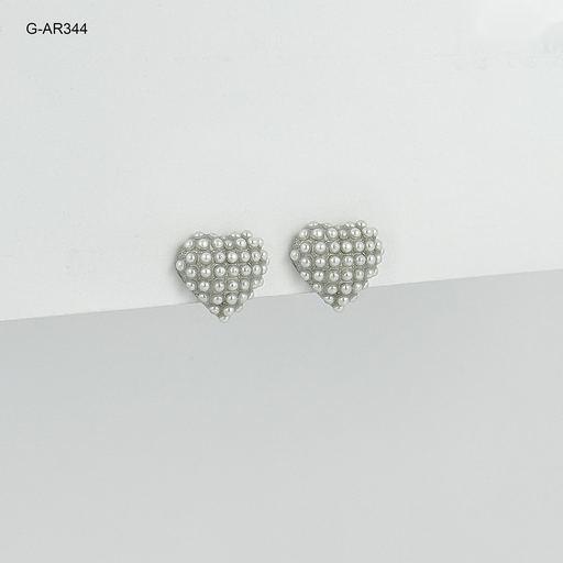 [G-AR-344] Arete en rodinado corazón perlas