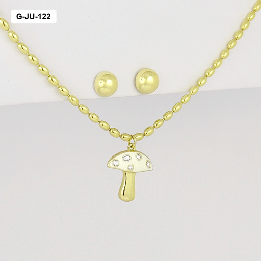 [G-JU-122] Juego en rodinado gold dije honguito