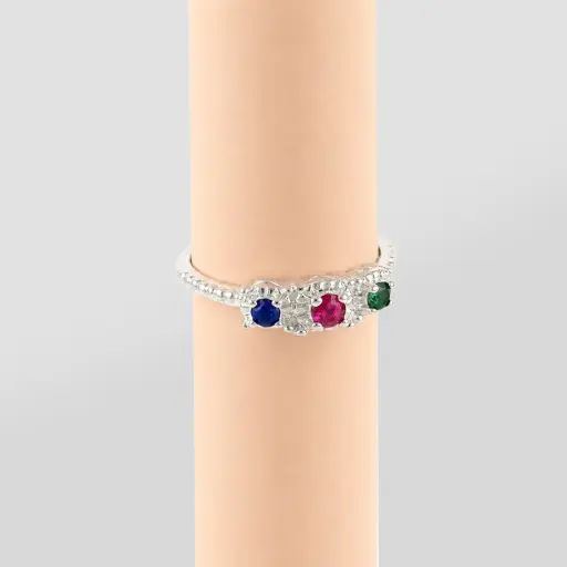 [P-AN-349] Anillo en Plata ley 925 cristales colores mix 