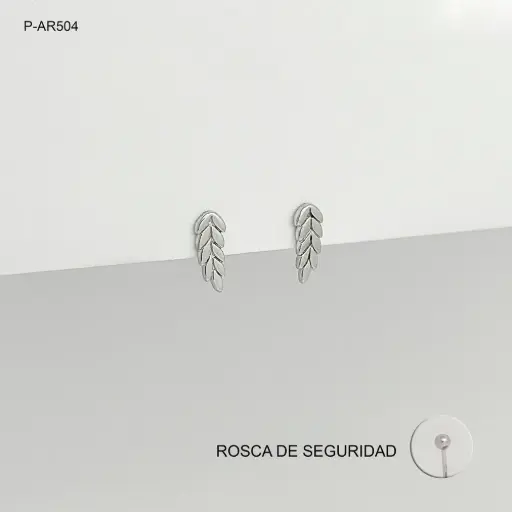 [P-AR-504] *ARETE PLATA 925 ROSCA DE SEGURIDAD (RODINADO) HOJITAS
