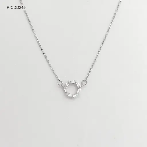 [P-CDD-245] *P-CDD-245 Collar Plata 925 Baño Rodio Círculo cristales 