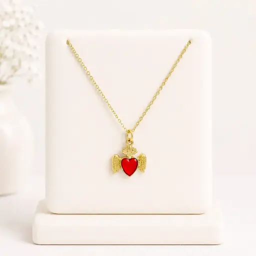 [G-CDD-186] Collar en rodinado gold sagrado corazón