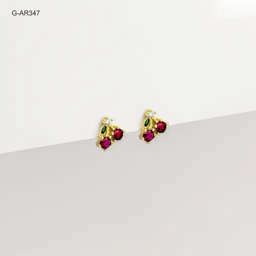 [G-AR-347] *ARETE EN RODINADO GOLD CHERRYS CRISTAL