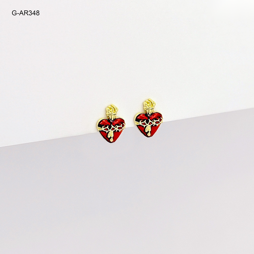 [G-AR-348] *ARETE EN RODINADO GOLD SAGRADO CORAZÓN