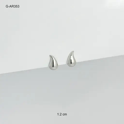 [G-AR-353] *ARETE EN RODINADO GOTA SILVER 1.2 CM