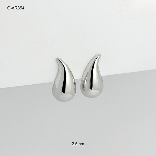 [G-AR-354] *ARETE EN RODINADO GOTA SILVER 2.5 CM