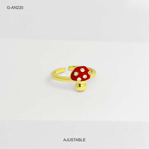 [G-AN-220] Anillo en rodinado gold honguito esmaltado