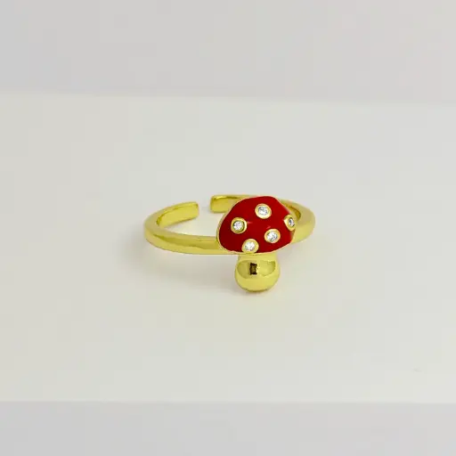 [G-AN-220] Anillo en rodinado gold honguito esmaltado