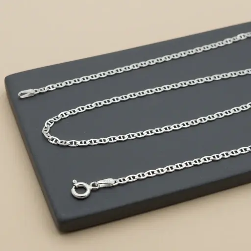 [P-CD-166] Cadena plata ley tejido plano 2.5mm x 60cm