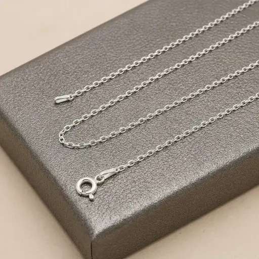 [P-CD-169] Cadena en Plata ley tejido forzada delgada 45 cm