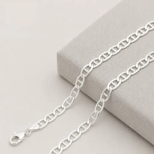 [P-CD-173] Cadena plata ley 925 tejido marinero 5mm x 60cm