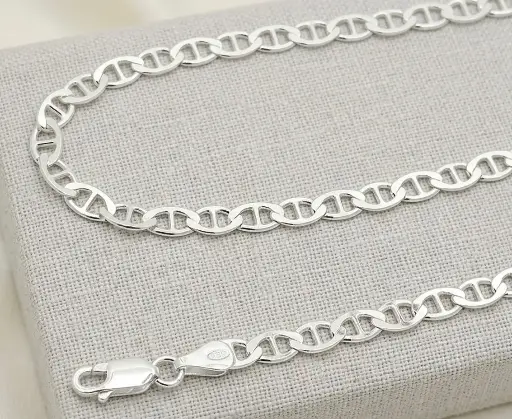 [P-CD-173] Cadena plata ley 925 tejido marinero 5mm x 60cm