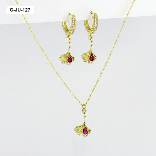 [G-JU-127] Juego en rodinado gold argolla microcirconia dije cristales diseños surtidos