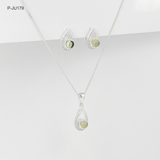 [P-JU-179] Juego en plata ley 925 gota piedra boreal