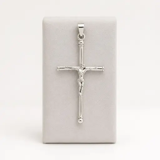 [P-DJ-237] Dije en plata ley 925 cruz cristo 5cm