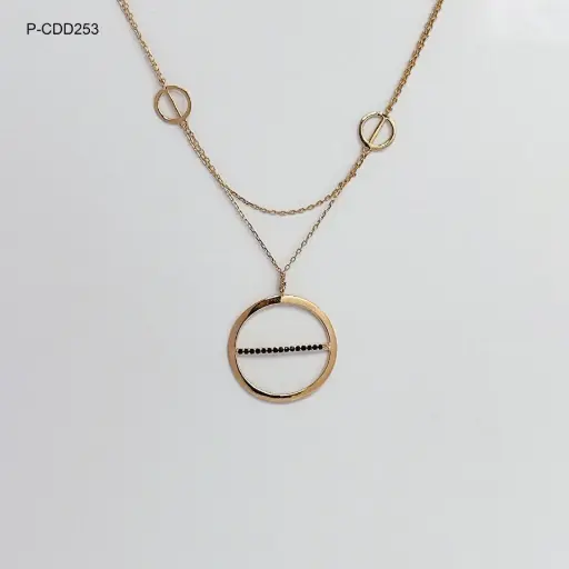 [P-CDD-253] Collar en plata ley 925 baño oro gold rose doble círculo