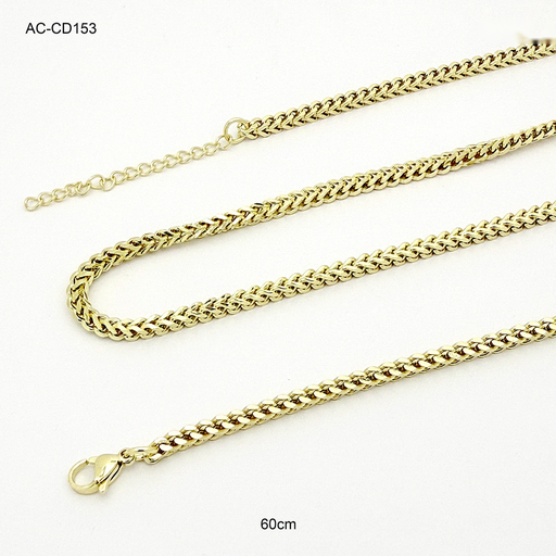 [AC-CD-153] Cadena en acero gold tejido franco 60 cm