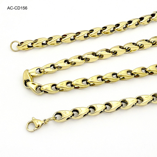 [AC-CD-156] *CADENA EN ACERO GOLD RUSTICA DISEÑOS SURTIDOS 60 CM