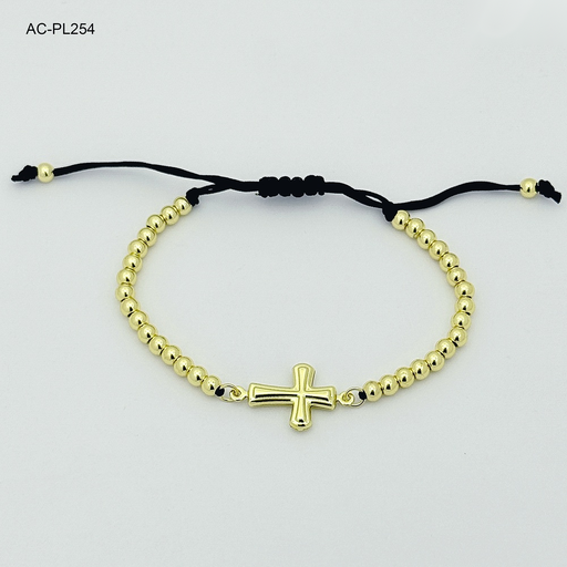 [AC-PL-254] Pulsera en acero gold cordón ajustable surtida