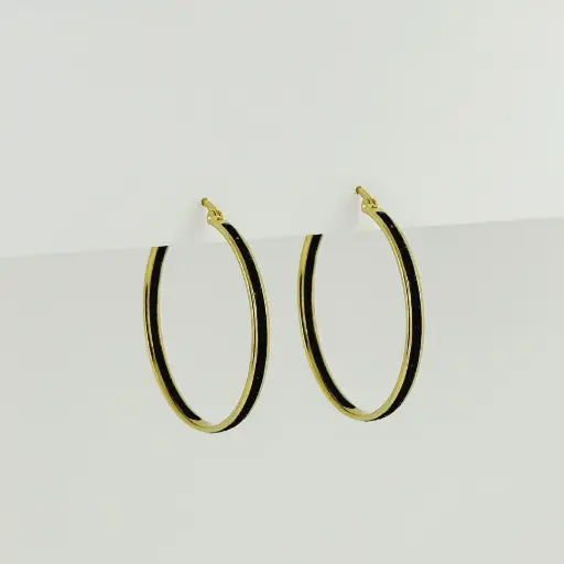 [AC-AR-387] Argolla en acero gold circonia negro