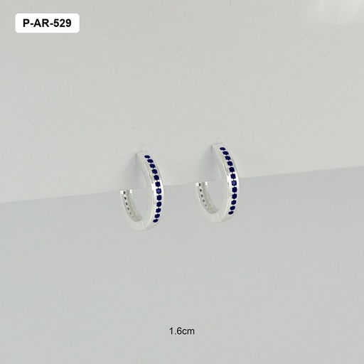 [P-AR-529] Argolla en plata ley 925 huggie doble linea microcircones color surtido 16mm