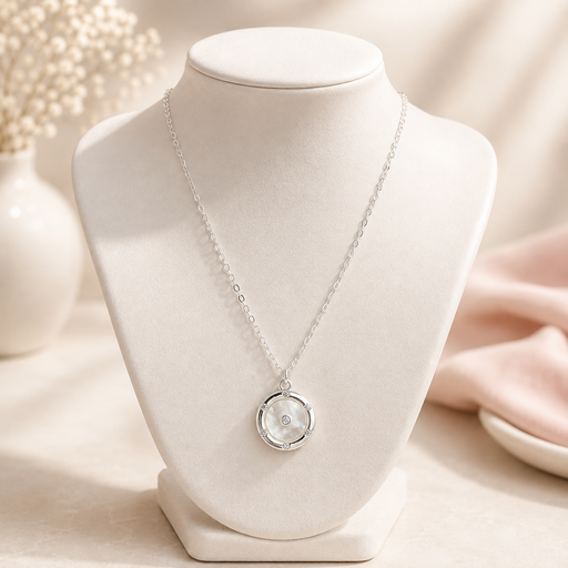[P-CDD-256] Collar en plata ley 925 círculo nácar