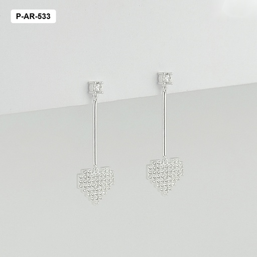 [P-AR-533] *ARETES PLATA LEY 925 CORAZÓN MICROCIRCONIA ESPECIAL 