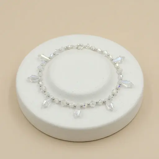 [P-PL-291] Pulsera plata ley 925 cristales blancos