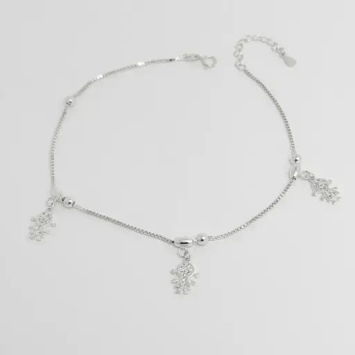 [P-TB-111] Tobillera en plata ley 925 dijes niñas