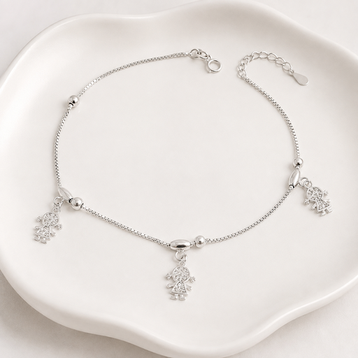 [P-TB-111] Tobillera en plata ley 925 dijes niñas