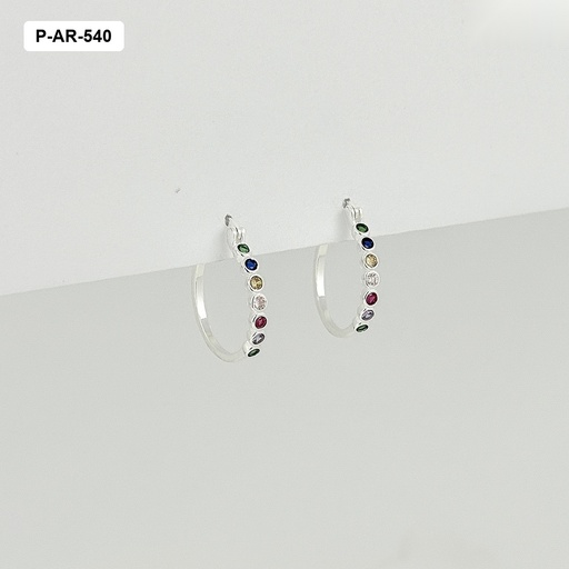 [P-AR-540] *ARGOLLAS EN PLATA LEY 925 MICROCIRCONES COLORES 
