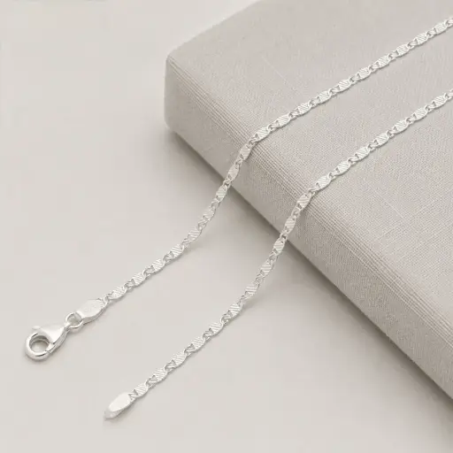 [P-CD-178] Cadena en plata ley 925 tejido plano diamantada 45 cm