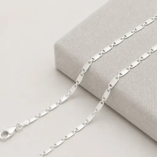 [P-CD-182] Cadena en plata ley 925 tejido valentino / marinero 45 cm