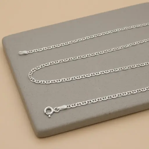 [P-CD-183] Cadena en plata ley 925 tejido marinero 60 cm