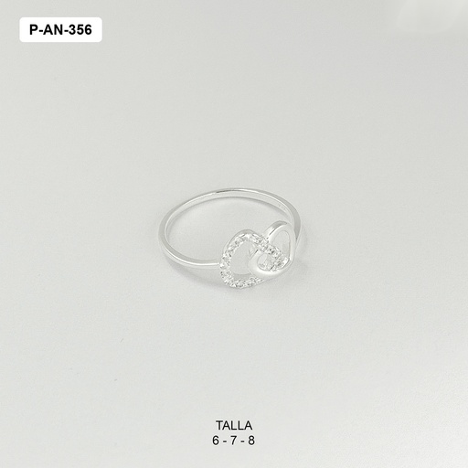 [P-AN-356] Anillo en plata ley 925 corazones dobles