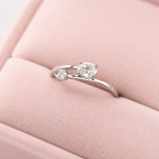 [P-AN-362] Anillo en plata ley 925 doble circón