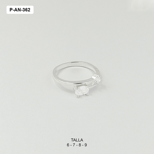 [P-AN-362] Anillo en plata ley 925 doble circón