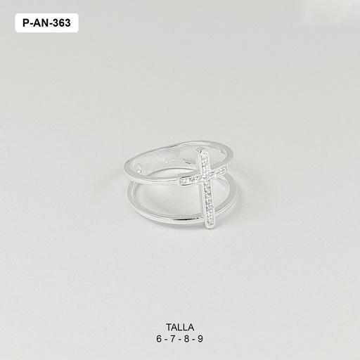 [P-AN-363] Anillo en plata ley 925 doble cruz microcircones