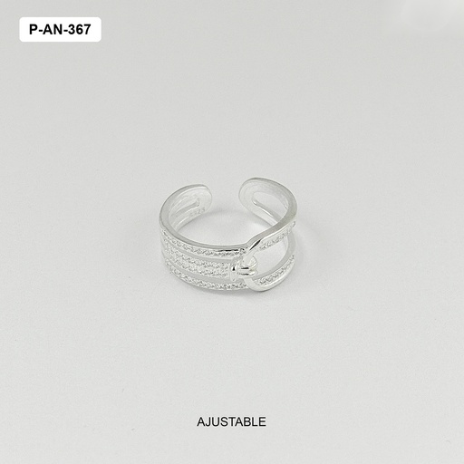 [P-AN-367] Anillo en plata ley 925 tipo cinturón microcircones blancos ajustable