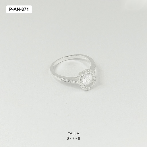[P-AN-371] Anillo en plata ley 925 ovalo circon rojo / blanco