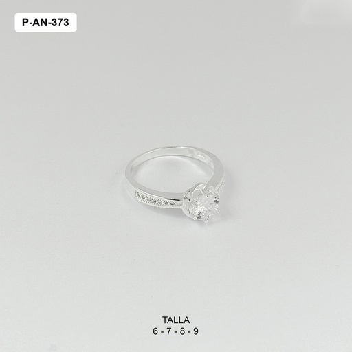 [P-AN-373] Anillo en plata ley 925 solitario rosa circón blanco