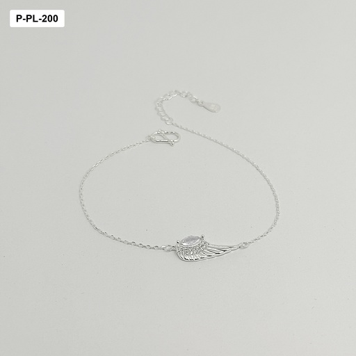[P-PL-200] Pulsera en plata ley 925 dije ala cristal