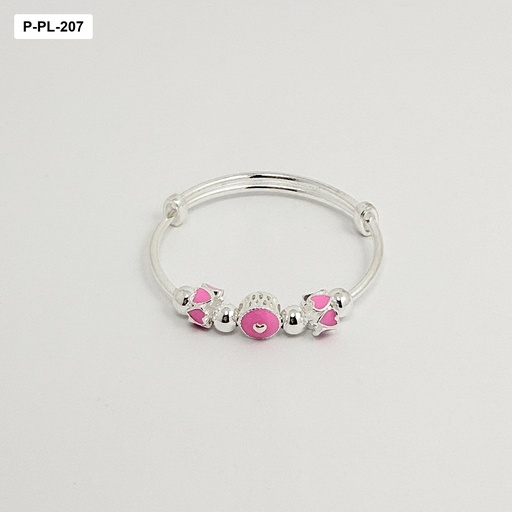 [P-PL-207] Pulsera rígida dijes fucsia